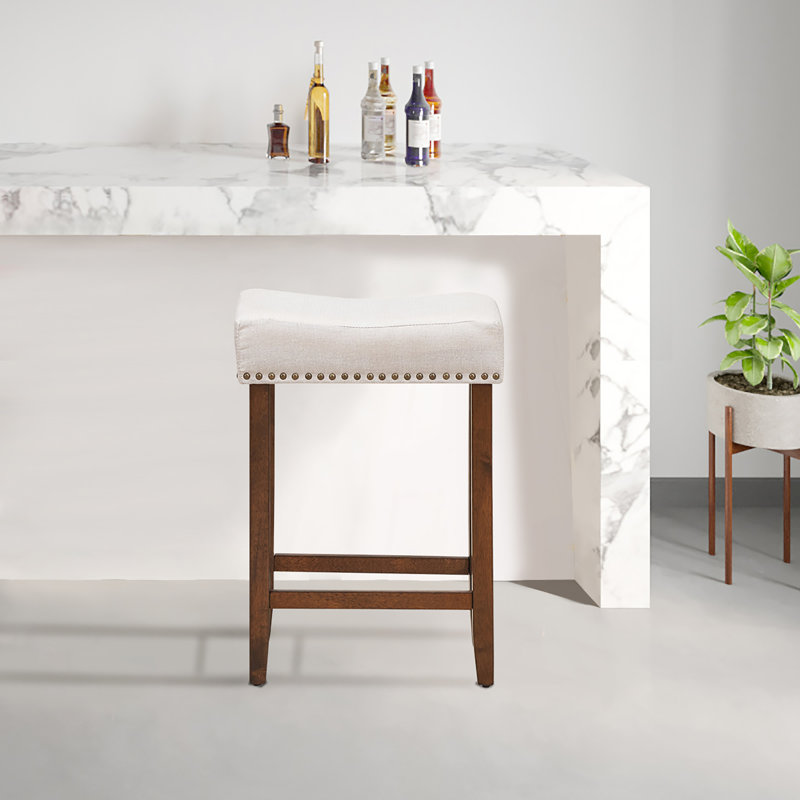 Tabouret de bar et de comptoir Hannam, Beige, Tabouret de comptoir (siège d’une hauteur de 24, Brun