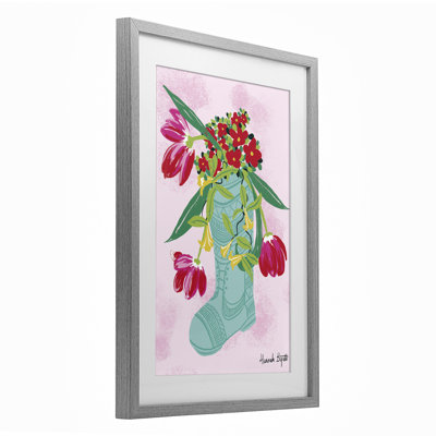 Local Flora in Rainboot Framed Print Under Glass, design by Hannah Byatt