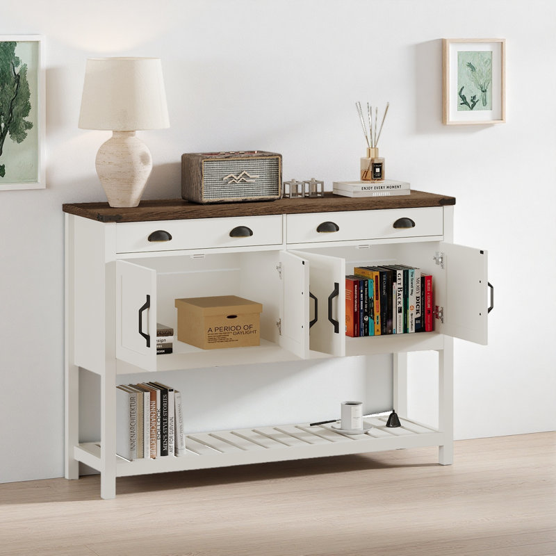 Armoire de rangement 47 po Modern Farmhouse, Blanc/Noir