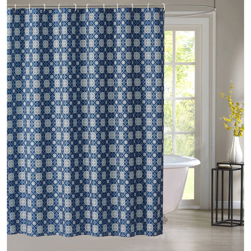 Ensemble de rideau de douche et crochets Buntingford, Bleu