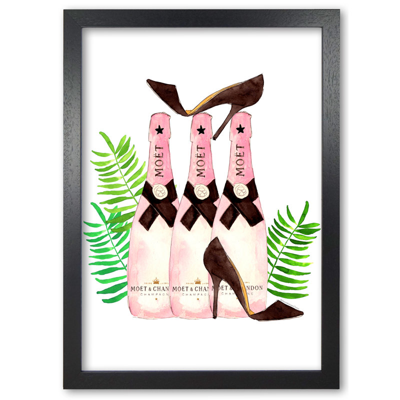 Moet And Heels - Print, 29.7 cm H x 21 cm W x 5 cm D, Black Grain