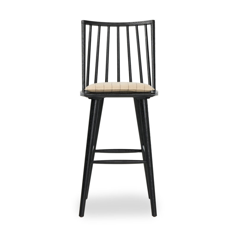 Lewis Windsor Stool With Cushion-Black Oak-Counter, Counter Stool (25.02” Seat Height), Black Oak