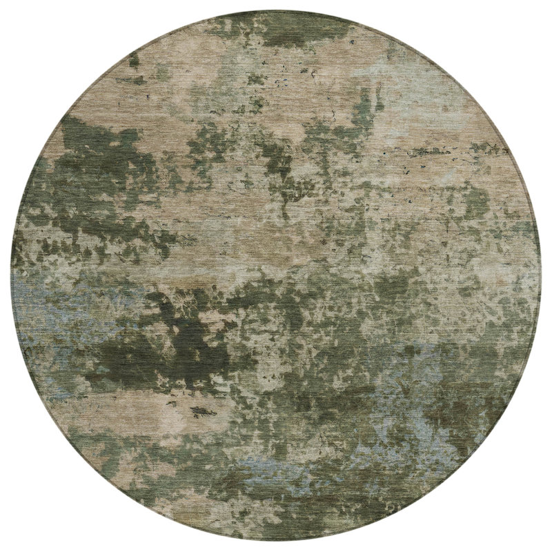Machine Washable Indoor/Outdoor Wagenen ACN2366 Abstract Rug, Round 8'
