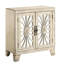 Armoire console antique blanche - 2 portes rectangulaires effilées avec 1 tablette de rangement et miroir à l'avant assemblé: l 28 po x P 15 po; H 32 po. Pieds de table: l 28 po x P 15 po x H 32 po