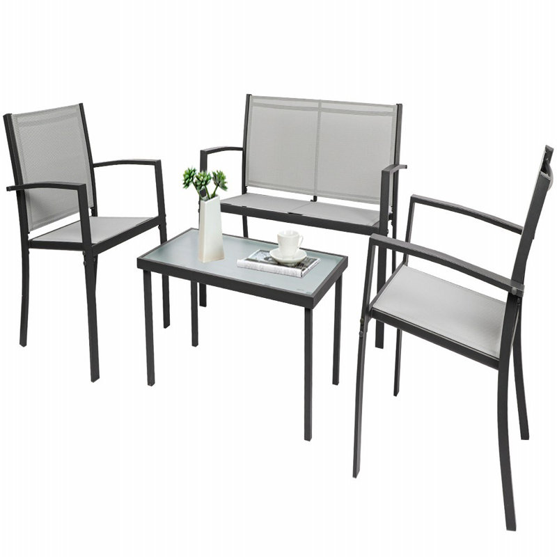 Cull 4 - Person Patio Dining Set with Rectangular Table, Grey