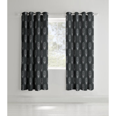 Skulls Easy Care Eyelet Curtains
