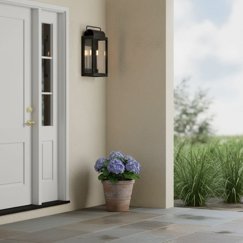 Sag Harbor 16.25" Two-Light Outdoor Wall Mount Lantern, Black