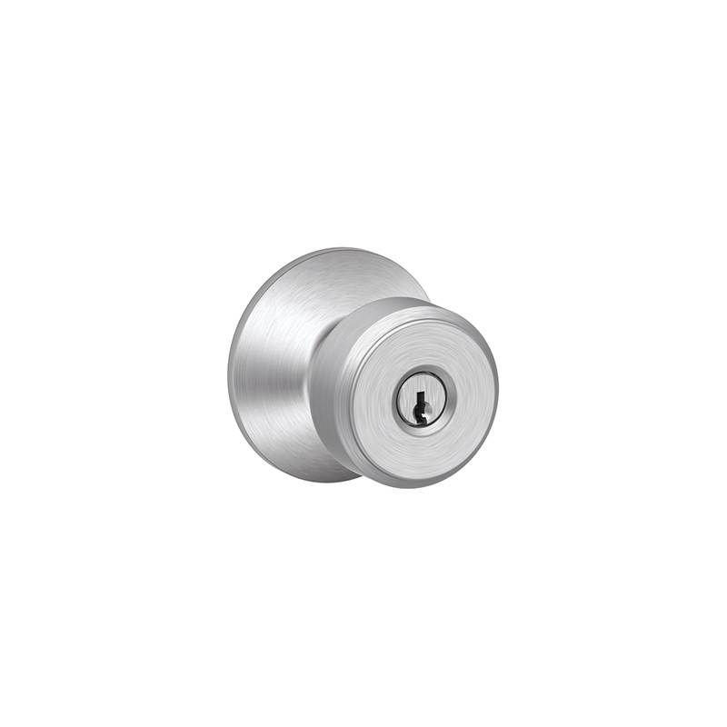 Bowery Keyed Entry Knob, Satin Chrome
