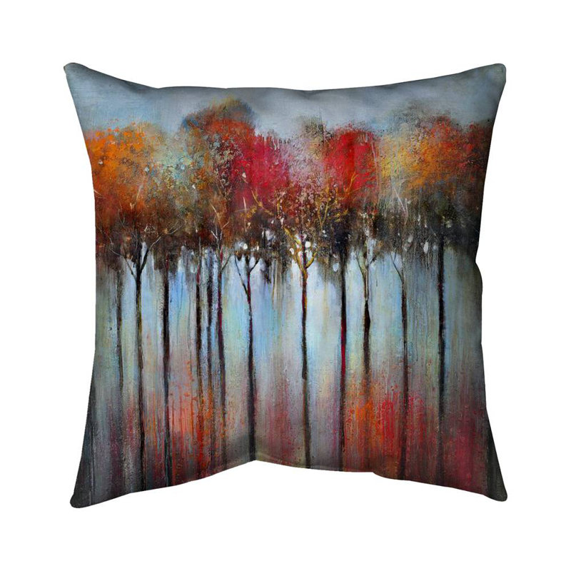 Abstract and Colorful Forest - Contemporary Red Poly Twill Throw