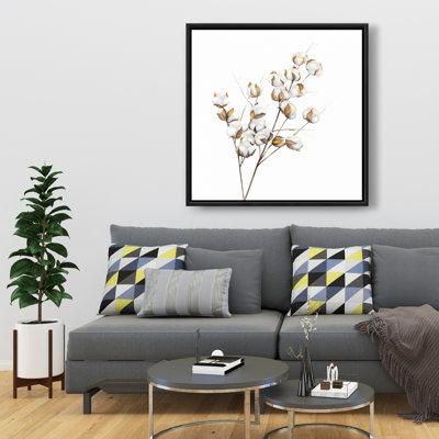 Une branche de fleurs de coton, reproduction sur toile