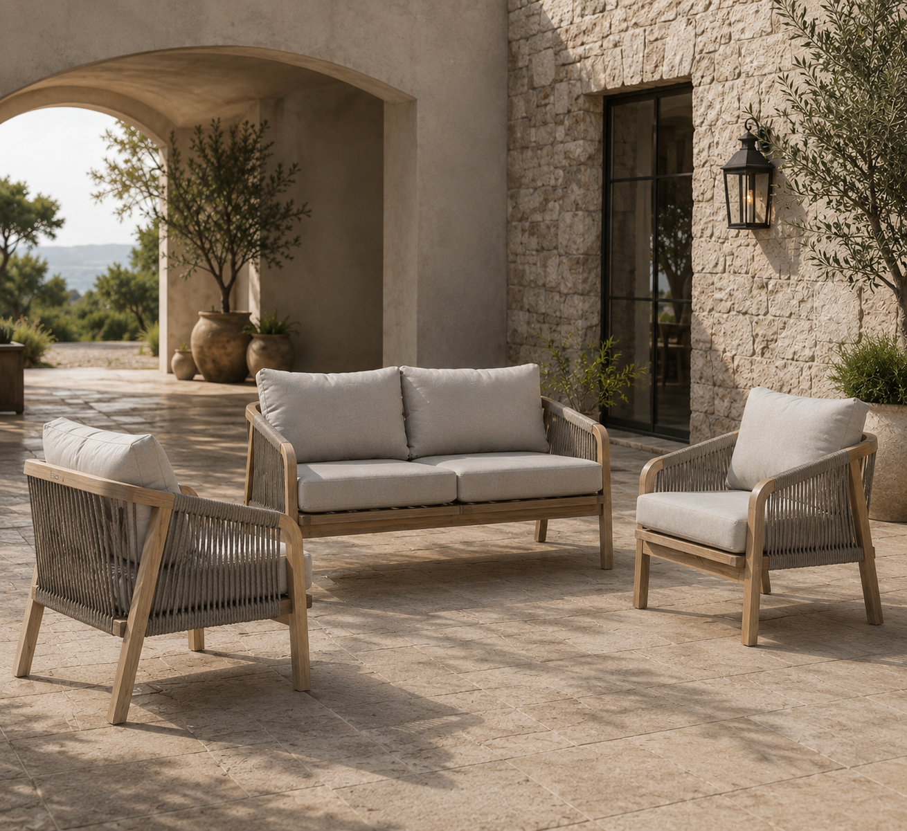Naila Acacia 4 - Person Patio Conversation Set with Cushions, Gray
