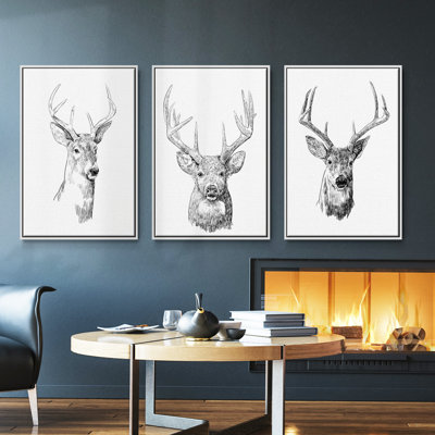 Young Buck S croquis I - ensemble de 3 reproductions sur toile