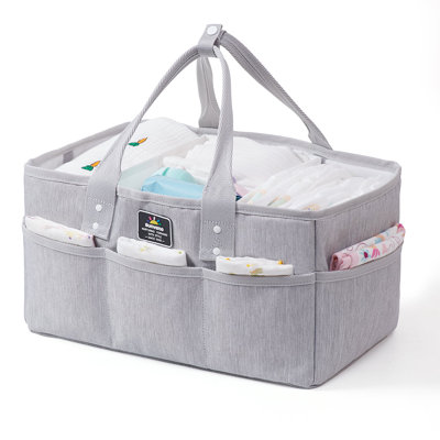 Portable Diaper Caddy Organizer with Removable Dividers, Large Capacity Baby Nursery Storage