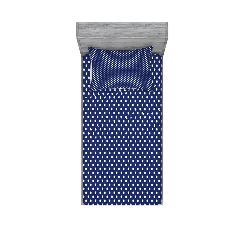 Ensemble de draps marin tile pois, Ensemble de draps pour lit simple avec drap-housse
