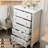 Commode blanche à 5 tiroirs pour la chambre à coucher, commode en bois et commodes à tiroirs profonds, commode de commode moderne avec poignées en métal pour le salon, le couloir, le vestibule