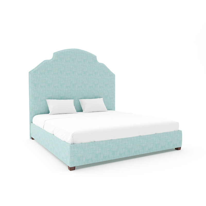 Leland Upholstered Bed, Posh Life Performance Velvet Bayoux, Weathered, Full / Double