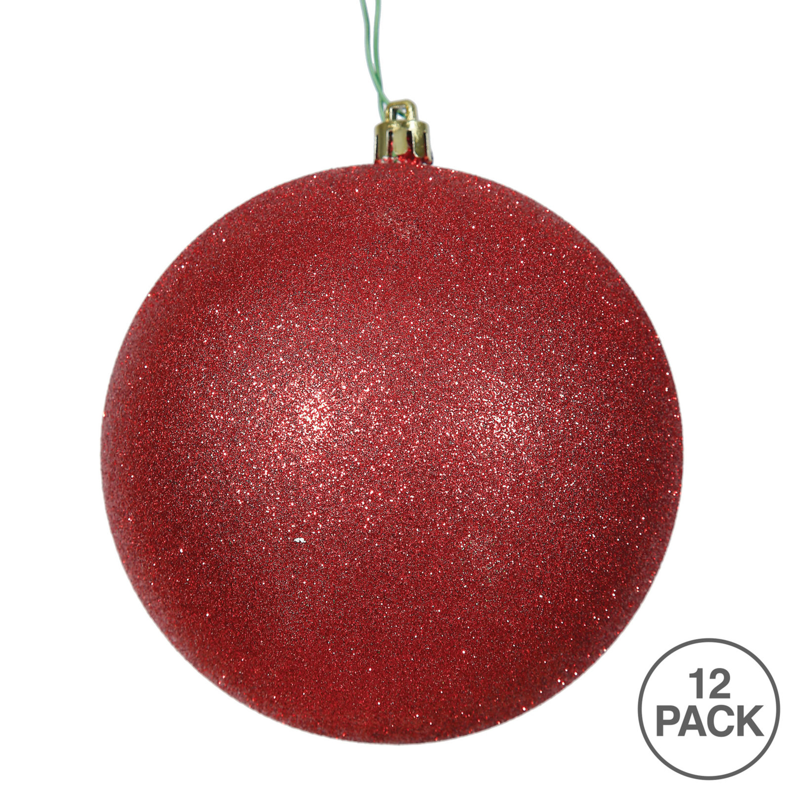 Holiday Décor Ball Ornament, 2.75" H x 2.75" W x 2.75" D, Red Glitter