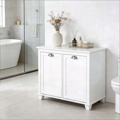 Laundry Hamper Cabinet with Anti-Toppling Security Design