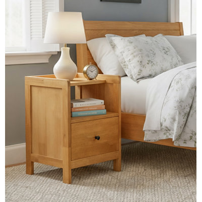 40cm W Rubberwood Bedside Table