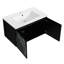 Meuble-lavabo flottant 30 po avec lavabo en céramique. Porte à fermeture en douceur et poignées dissimulées. Moderne. Contreplaqué. Noir Rangement pratique