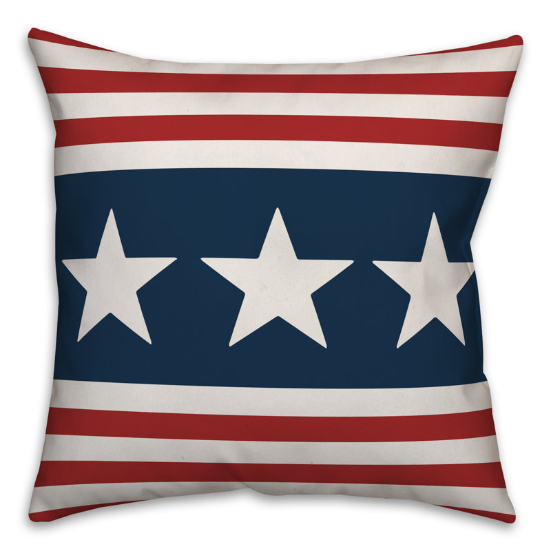  Coussin intérieur / extérieur Stars and Stripes, 18 po x 18 po, polyester