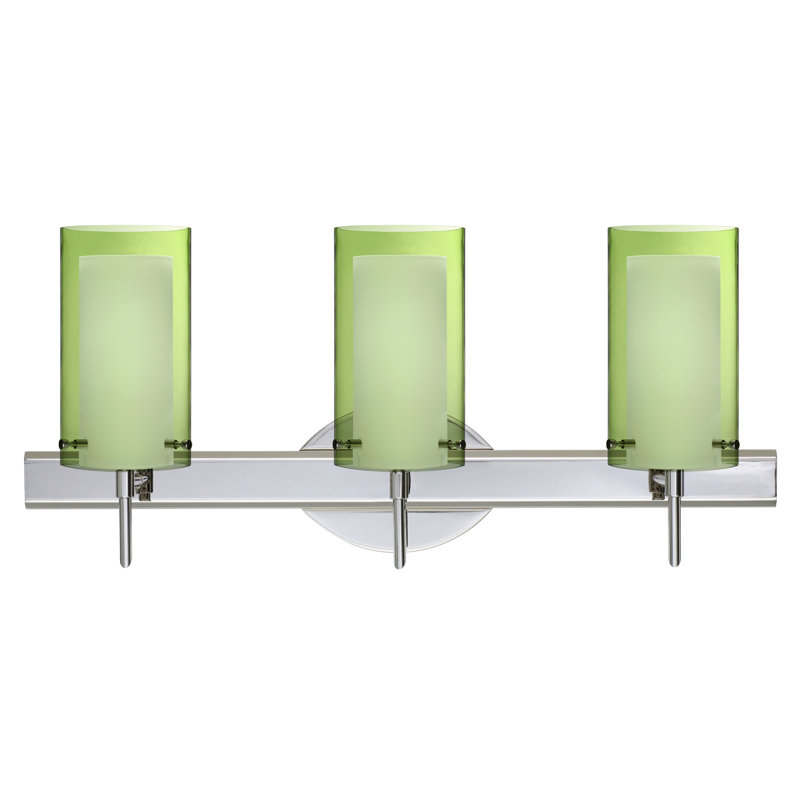 Éclairage pour meuble-lavabo 3 lumières Morena, Nickel satiné, Olive / opale transparent