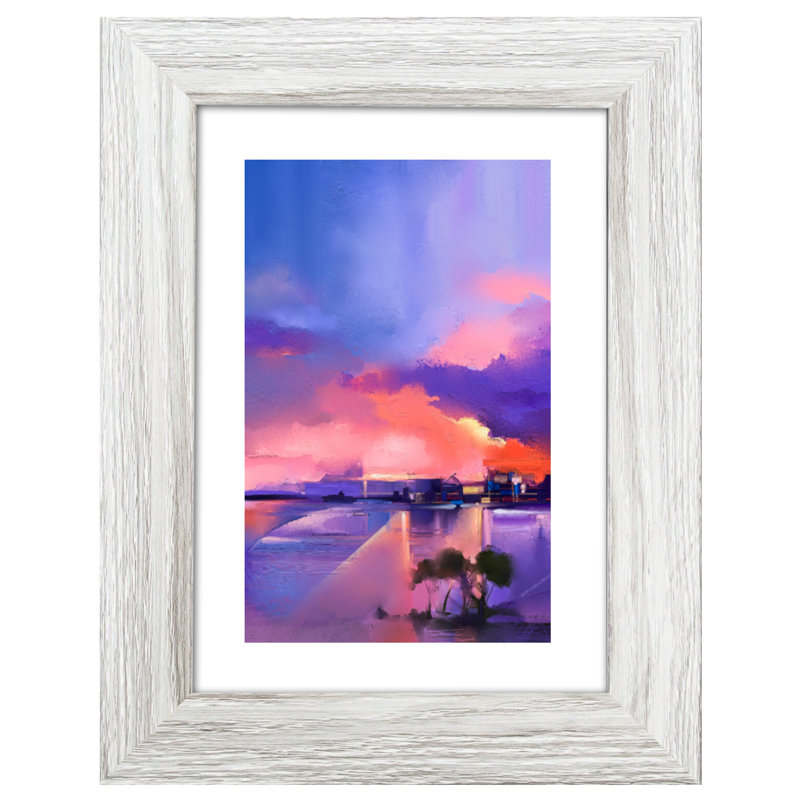 Picture Frame with Mat, Light Grey