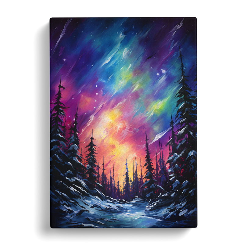 Northern Lights Action Painting - Wrapped Canvas, 50cm H x 35cm W x 3cm D