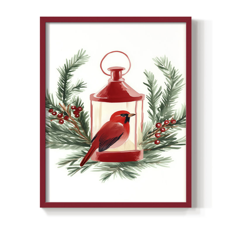 «Christmas Holiday Art», reproduction encadrée Ccclxxvii - bois massif, H 15 po x l 12 po, Red