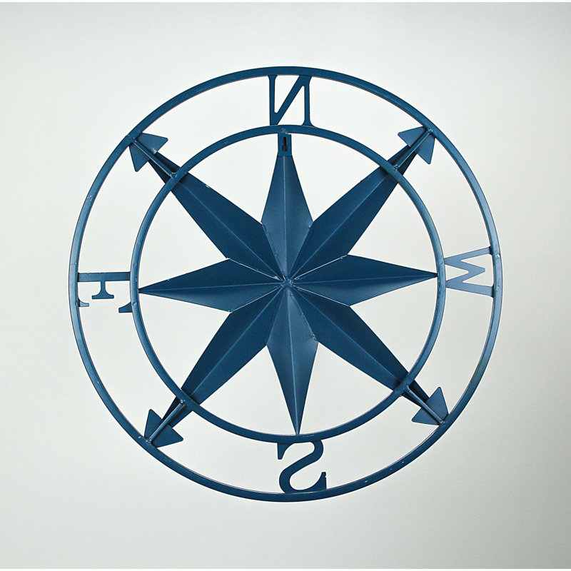 Décoration murale rose Compass, H 20" x l 20" x P 1", bleu