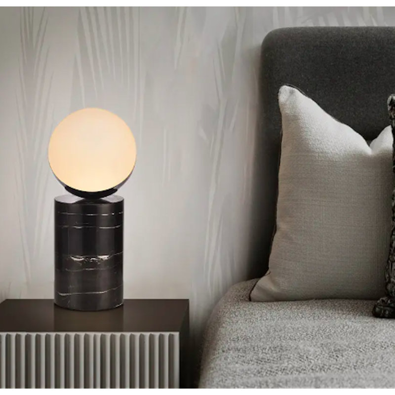  Lampe de table en marbre Luminara | Éclairage moderne pour chambre à coucher, salon, bureau, Noir