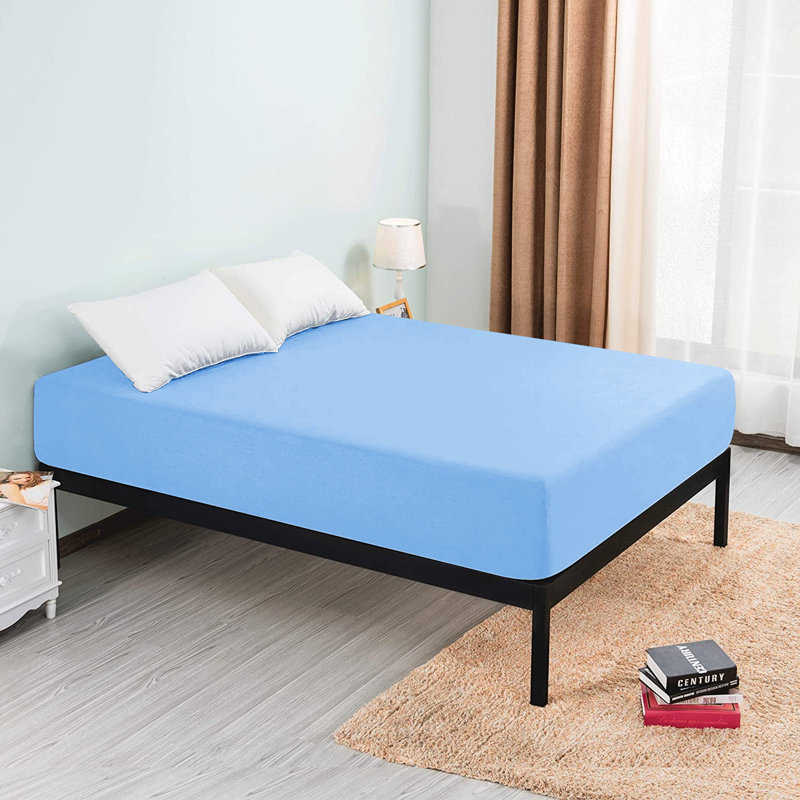 Microfiber Brushed Deep 40cm Fitted Bed Sheet, Single (3'), Sky Blue
