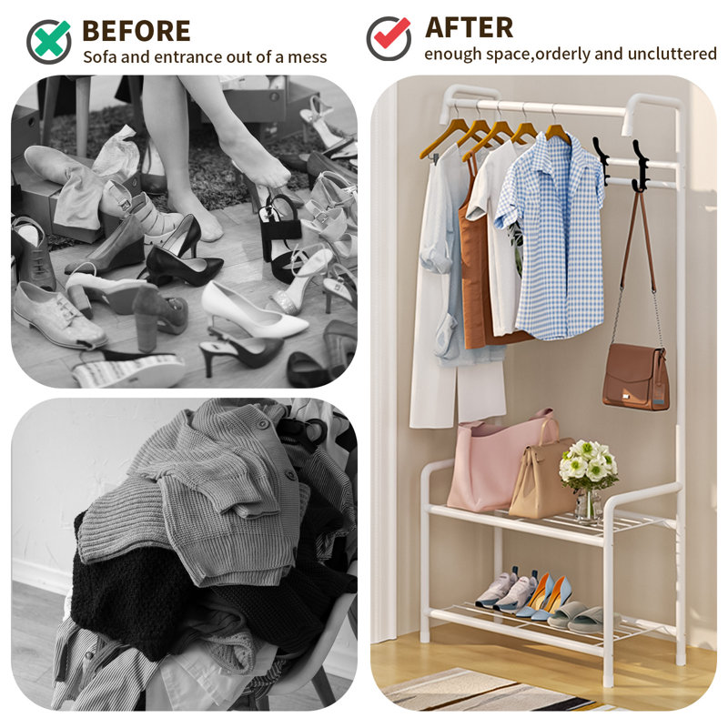 3-in-1 Entryway Storage Bench Coat Rack
