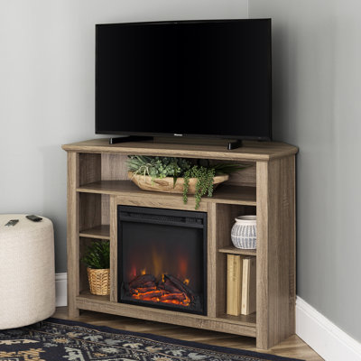 Kneeland 44" Corner TV Stand with Electric Fireplace Included