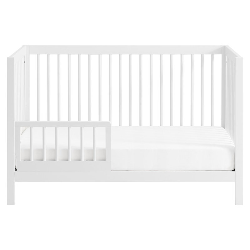 White Solid Wood Mini Toddler Guard Rail for Crib