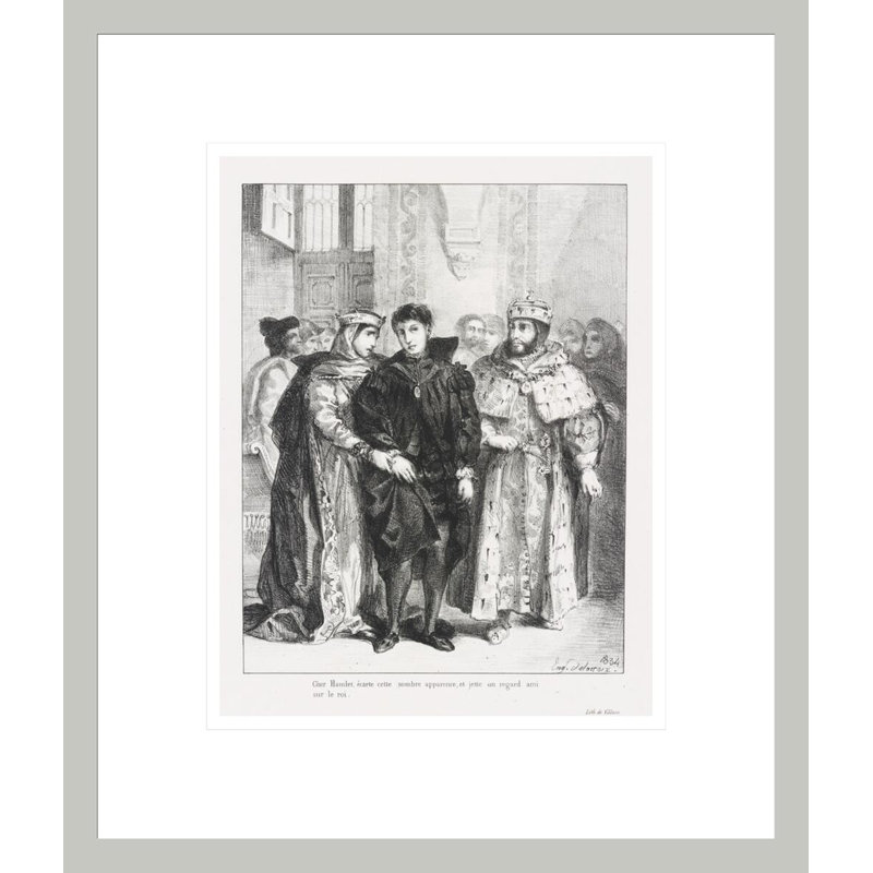 La reine s’efforce de console Hamlet (Act. Sc. II) de Shakespeare’s Hamlet par Eugène Delacroix, H 16,11 po x l 13,75 po