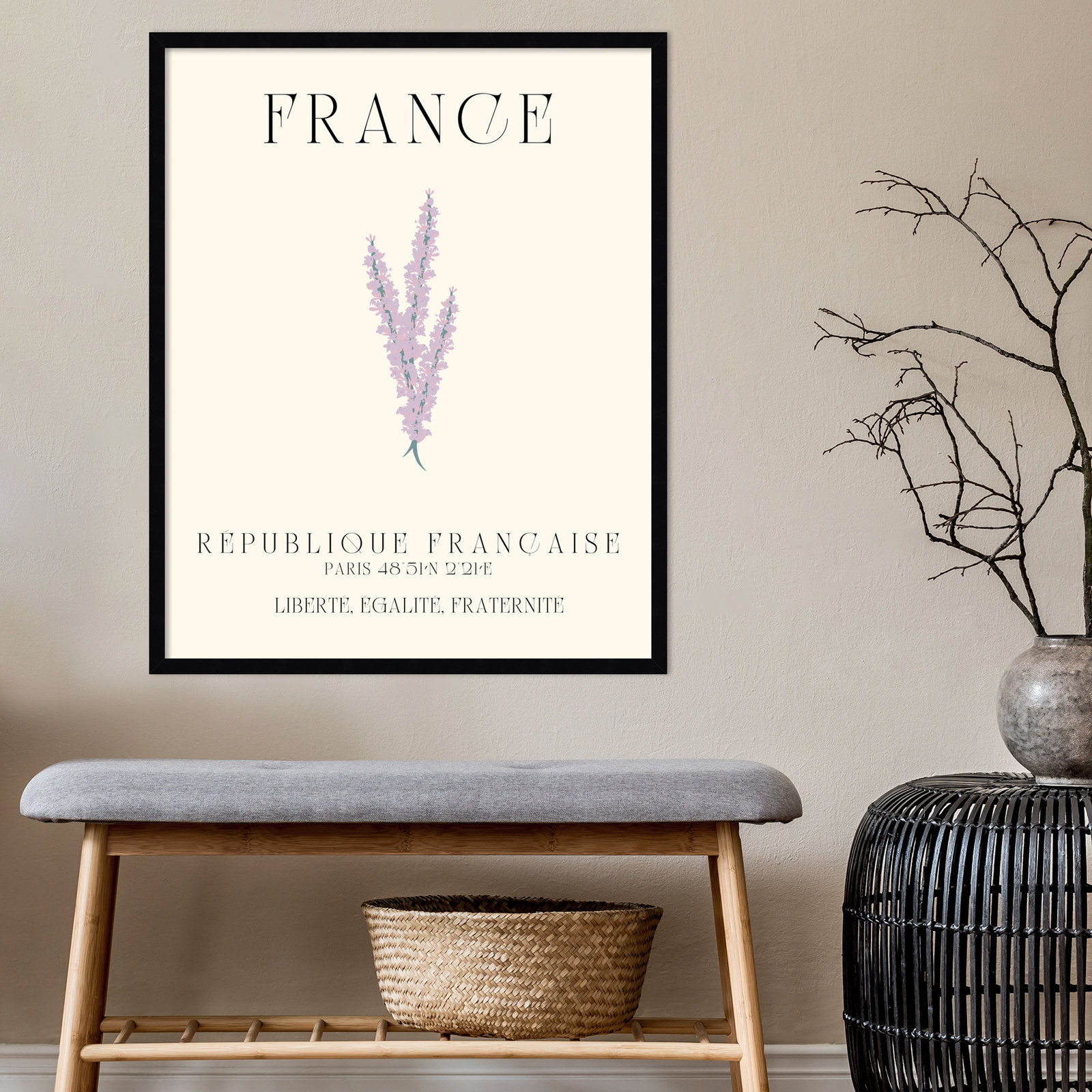 Mirando "France Travel Poster" Print, Black Framed, 21" W x 25" H x 1" D