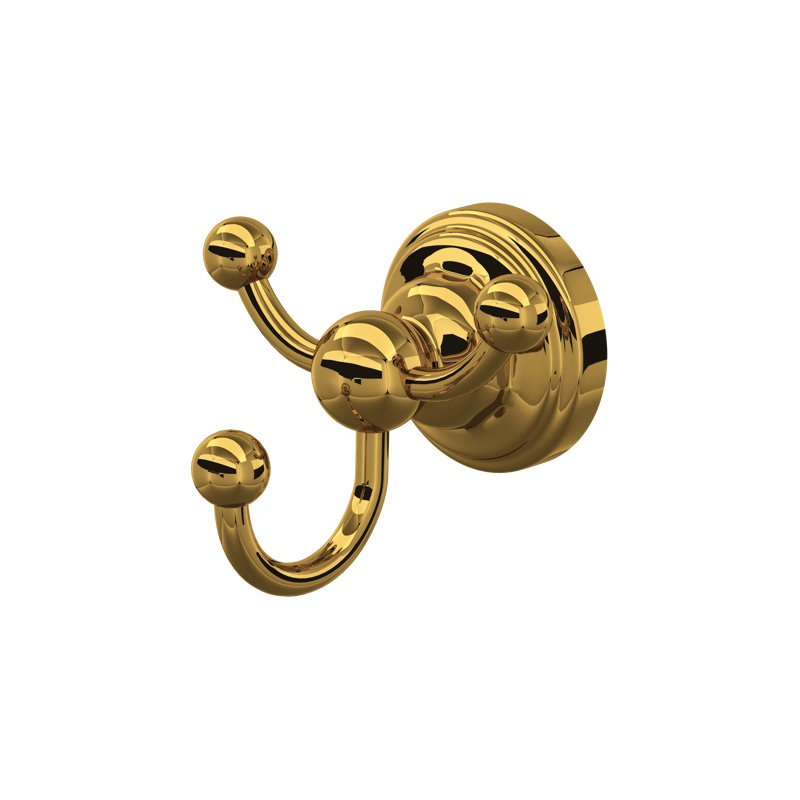 Edwardian Triple Robe Hook, Unlacquered Brass
