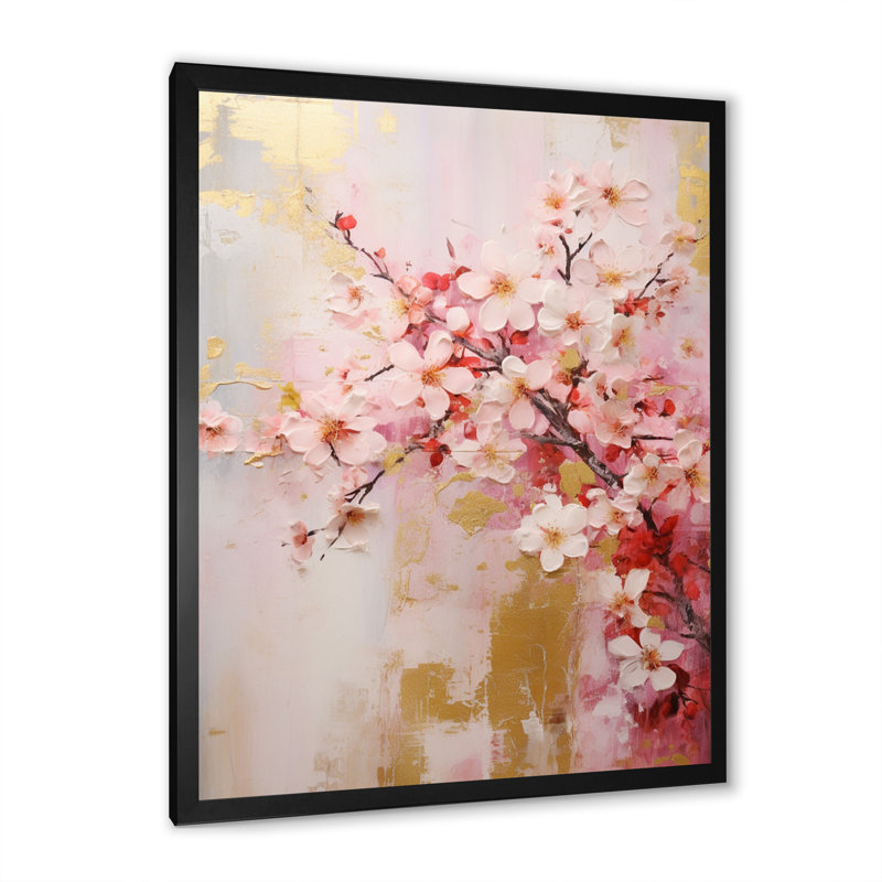«Apple Blossom Harmony VI», reproduction sur toile florale, Cadre d'angle fermé noir, L 12 po x H 20 po