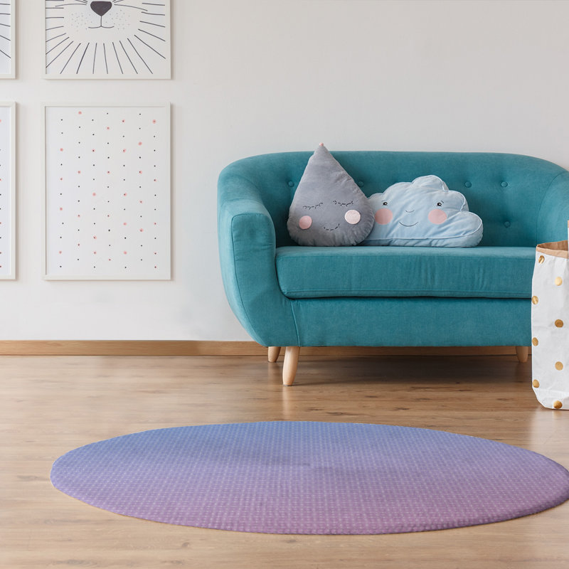 Tapis rouge violet pâle/bleu clair dégradé napperon, Rond 5 pi