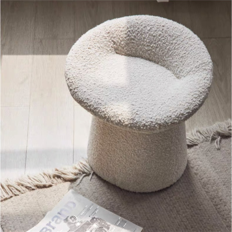 Tabouret, fausse laine d'agneau