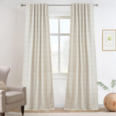 Goffredo 100% Blackout Natural Linen Curtains for Bedroom  Double Layer Drape Farmhouse Thermal Insulated Rod Pocket Back Tab Full Light Blocking 2 Panels for Living Room Nursery
