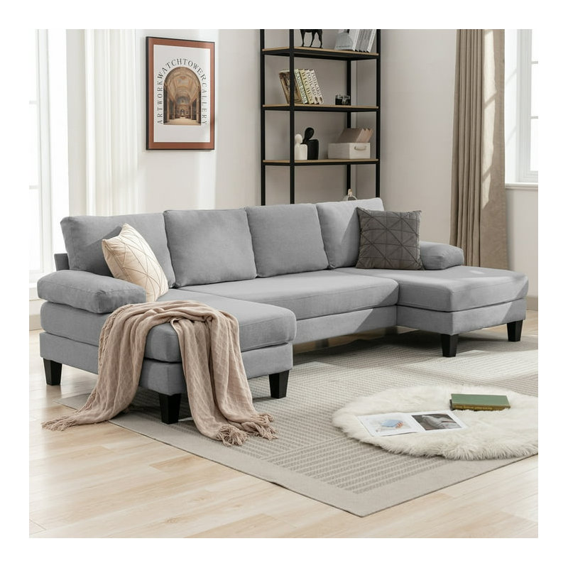 Rachual 2 - Piece Upholstered Sectional, Light Gray Linen