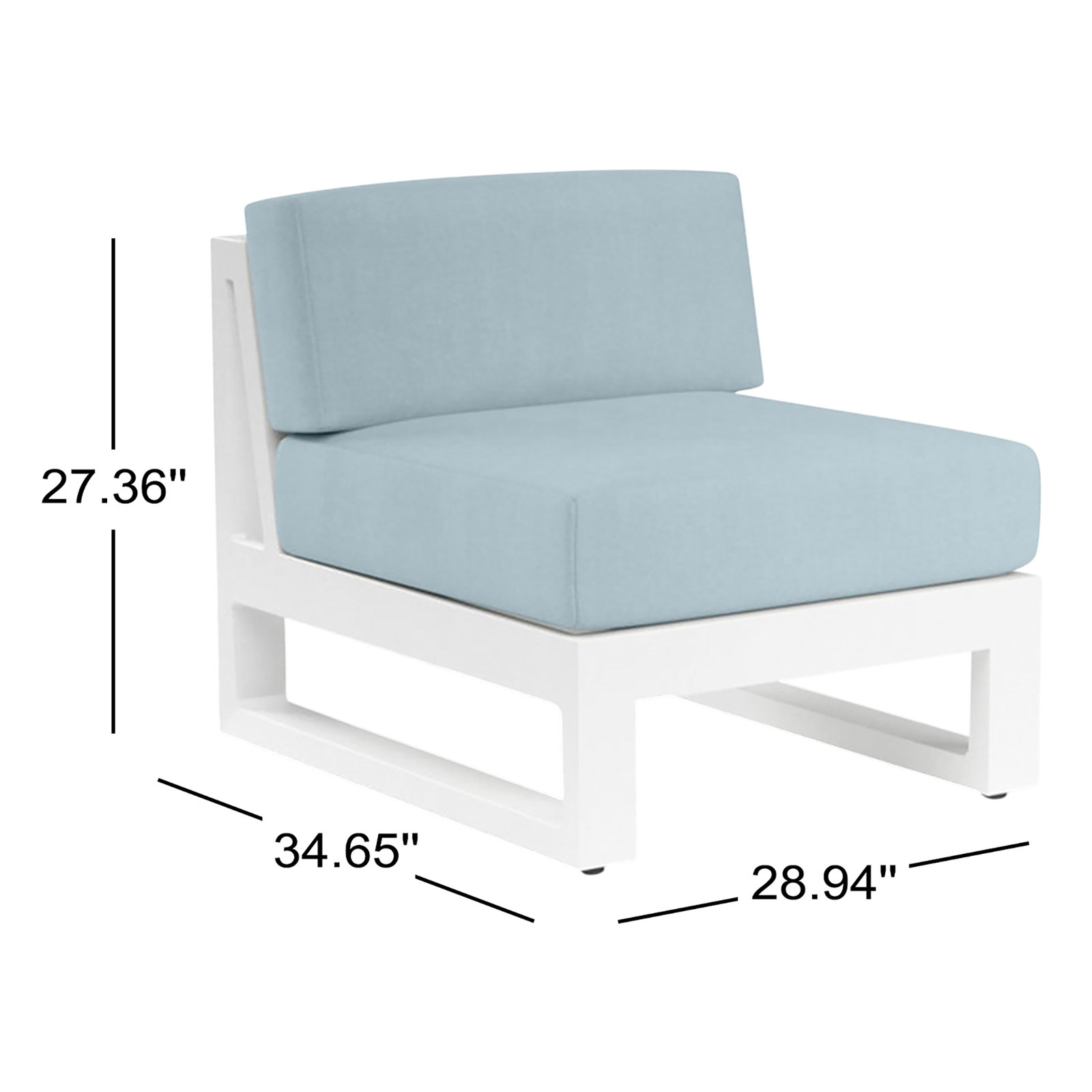 Camela Aluminum Outdoor Armless Lounge Chair , Sunbrella® Cushions Included, Canvas Skyline Sunbrella®