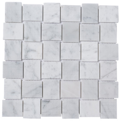 1.6 x 1.9 Marble Basketweave Mosaic Tile