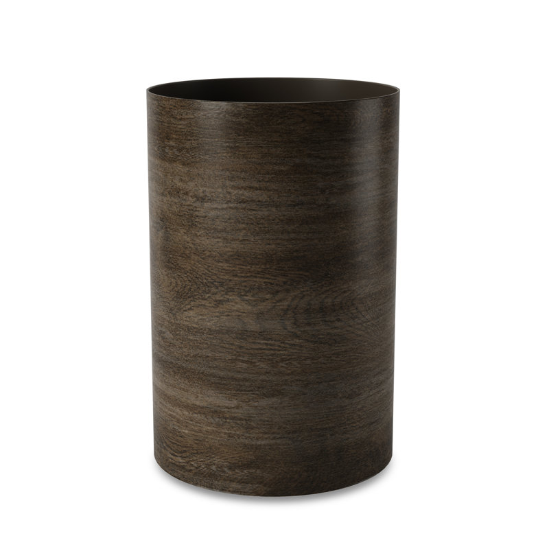Barnwood Plastic Open Top Bathroom Trash Can