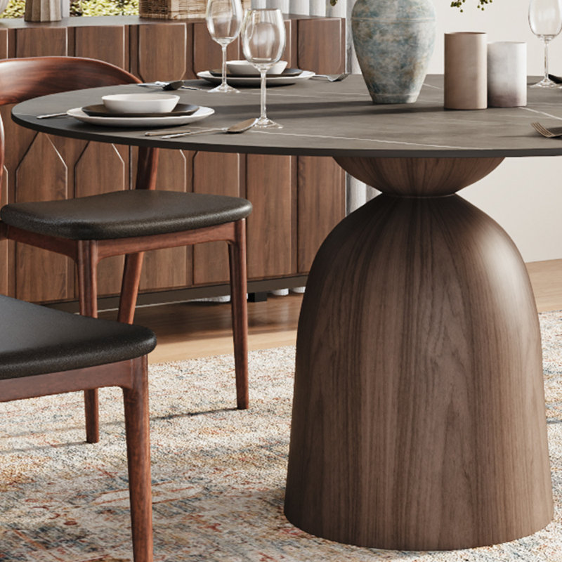 Grey Farmhouse Pedestal Louree Round Kitchen Table