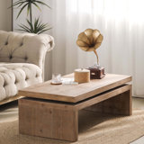 Modern Rustic Wood Coffee Table – Rectangular Living Room Centre Table With Floating Top Design