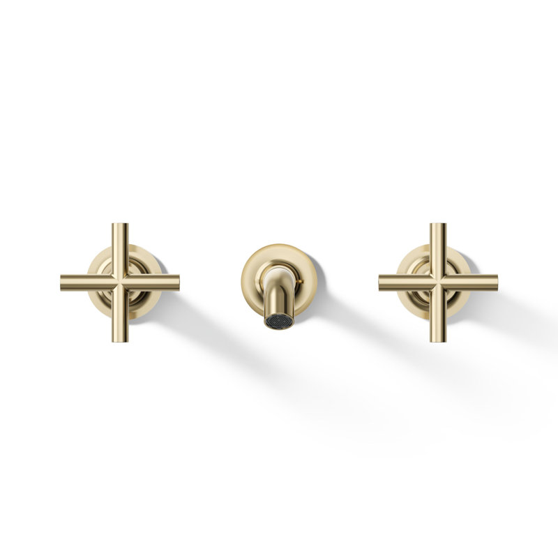 Purist® Wall-Mounted Bathroom Faucet, Vibrant French Gold, Cross Handle