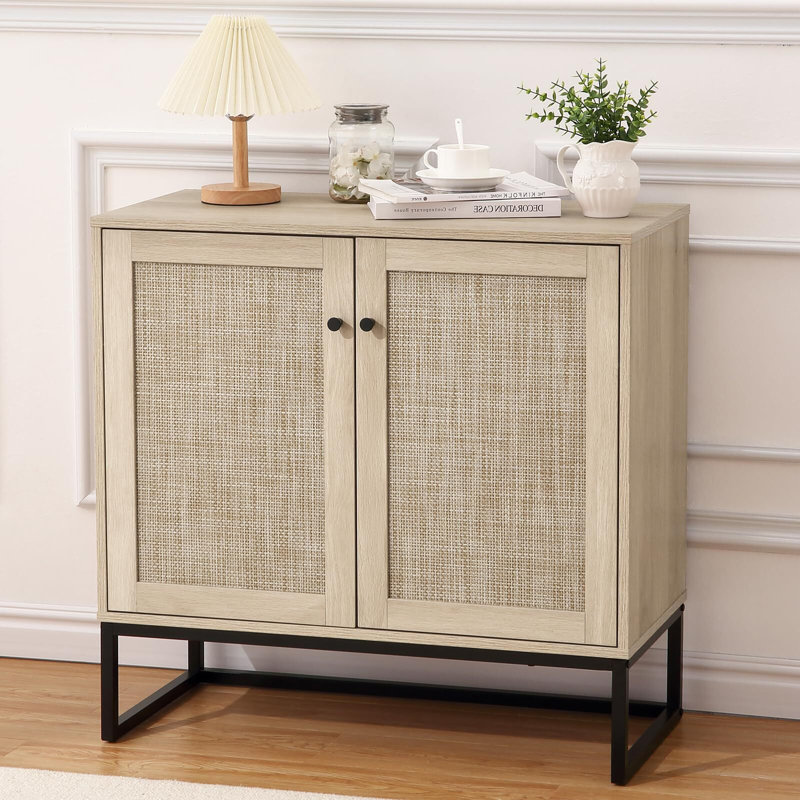 Sideboard Buffet Storage Cabinet With Rattan Doors